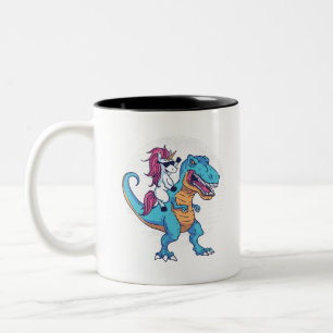 Unicorn och T-Rex Två-Tonad Mugg
