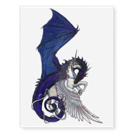 Unicorn och tillfällig tatuering för drake