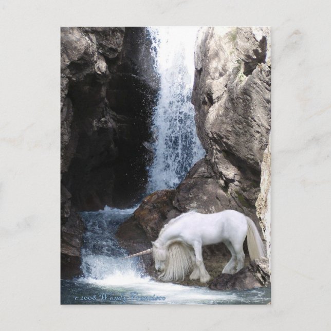 Unicorn och vattenfall vykort (Framsida)