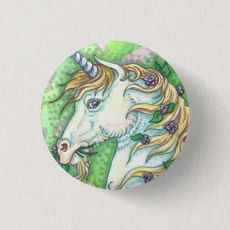 UNICORN OCH VIOLETS, FANTASY HORSE BUTTON PIN KNAPP