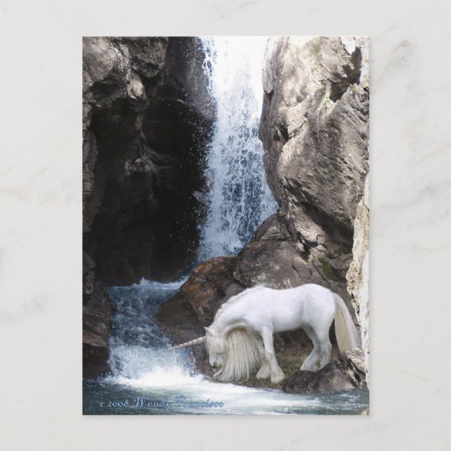 Unicorn och Waterfall Vykort (Framsida)