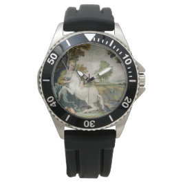 Unicorn och Young Woman (av Domenichino) Armbandsur