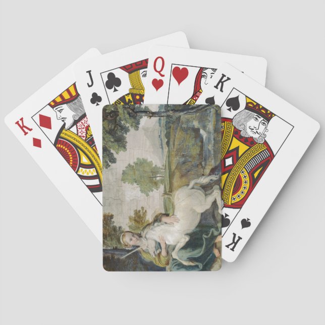 Unicorn och Young Woman (av Domenichino) Casinokort (Baksidan)