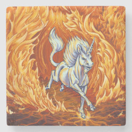 Unicorn of Fire Inslag Fantasy Art Stenunderlägg