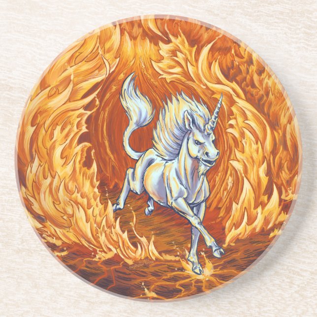 Unicorn of Fire Inslag Fantasy Art Underlägg (Framsidan)