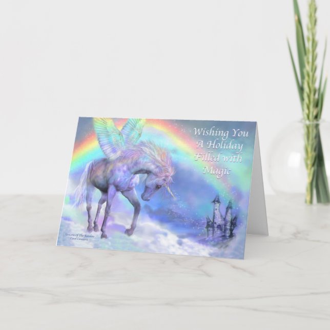 Unicorn of the Rainbow Helgdag Card Helgkort (Framsida)