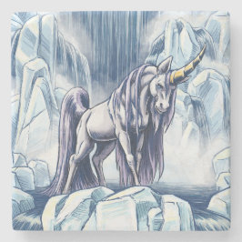 Unicorn of Vatten Inslag Fantasy Art Stenunderlägg
