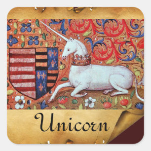 UNICORN OLD BROWN PARCHMENT FYRKANTIGT KLISTERMÄRKE