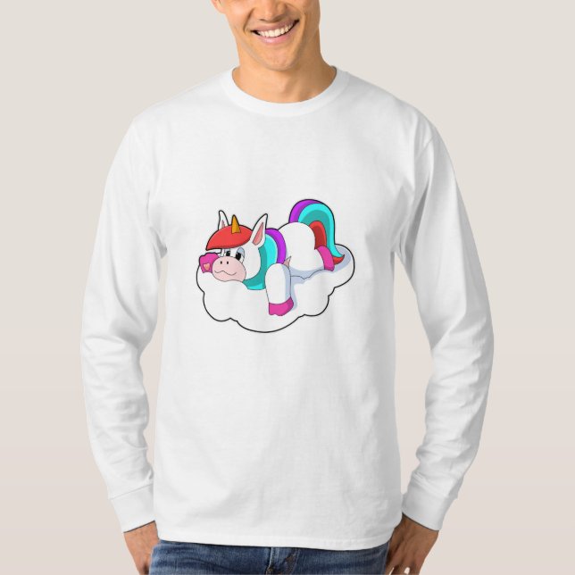 Unicorn on Clouds T Shirt (Framsida)