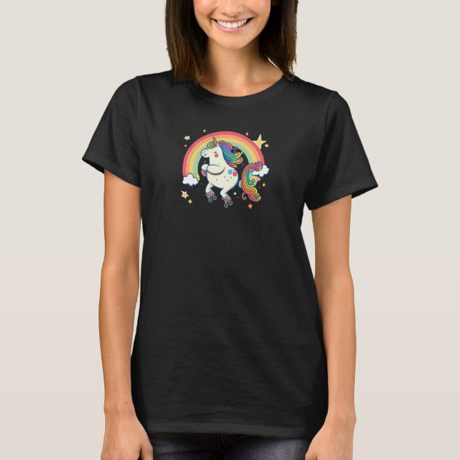 Unicorn On Skates Roller Derby T Shirt (Framsida)