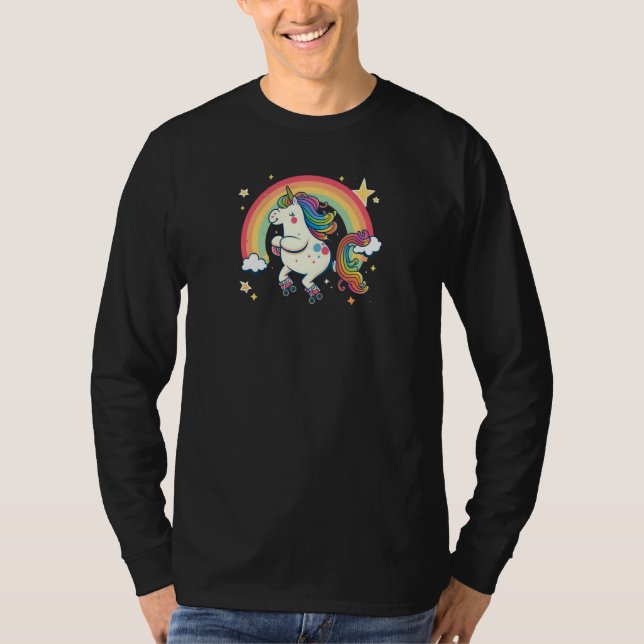 Unicorn On Skates Roller Derby T Shirt (Framsida)