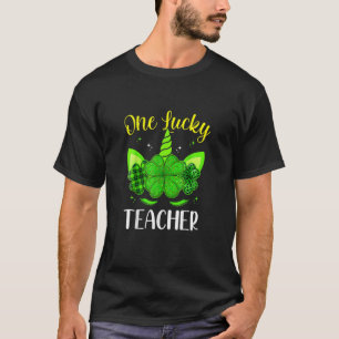 Unicorn One Lucky Teacher Lycklig St Patrick Day T Shirt