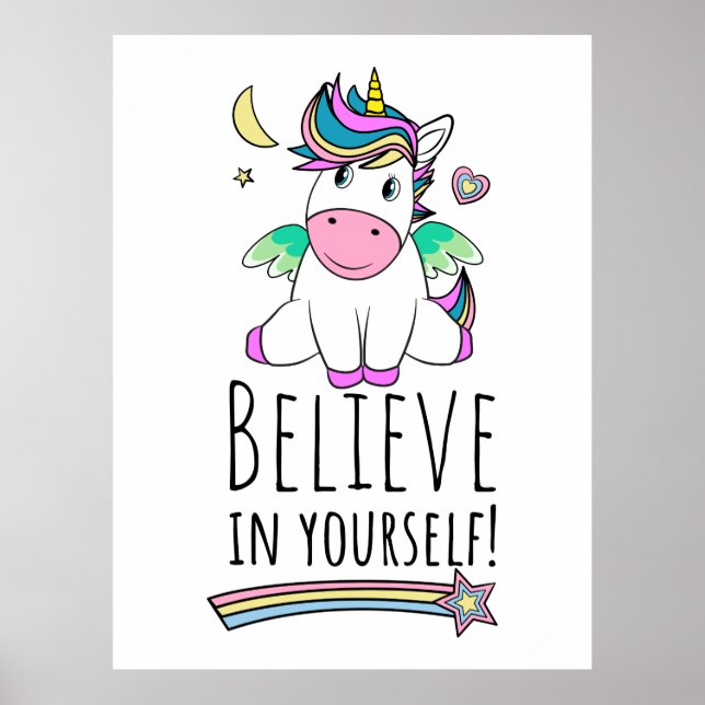 Unicorn Önskemål på Måne och stjärnor Poster (Framsidan)