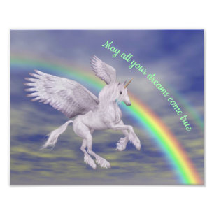 Unicorn over Rainbow Dreams Inspirational Fototryck