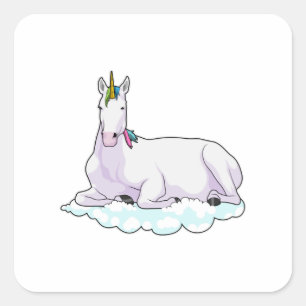 Unicorn på Cloud Fyrkantigt Klistermärke