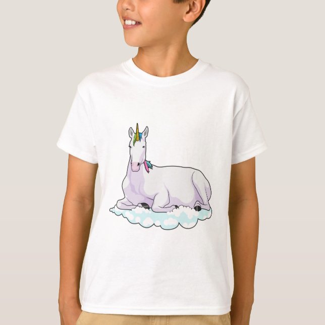 Unicorn på Cloud T Shirt (Framsida)