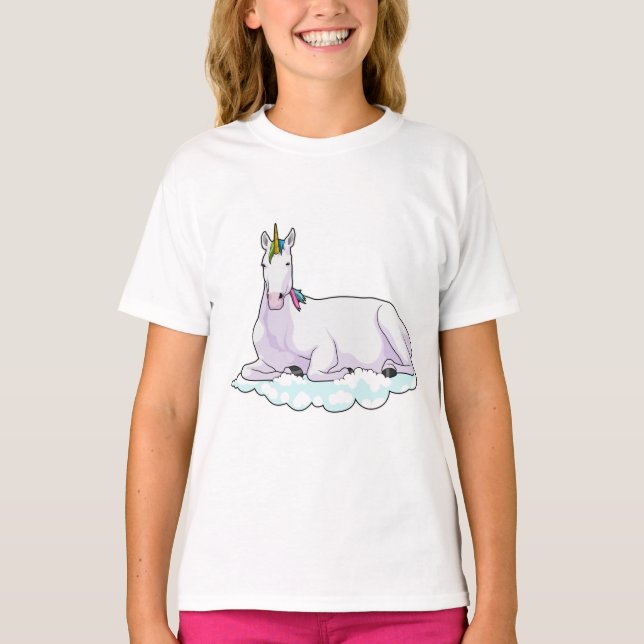 Unicorn på Cloud T Shirt (Framsida)