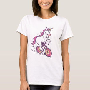 Unicorn på en cykel t shirt