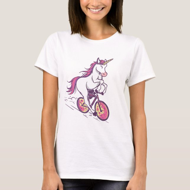 Unicorn på en cykel t shirt (Framsida)