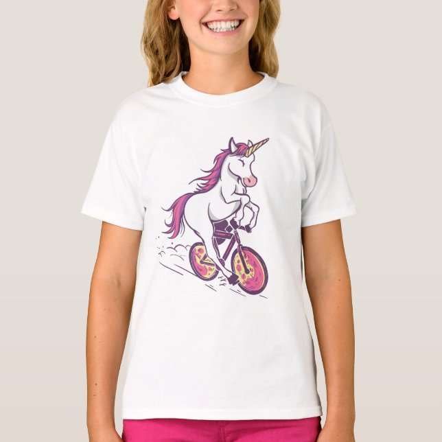 Unicorn på en cykel t shirt (Framsida)