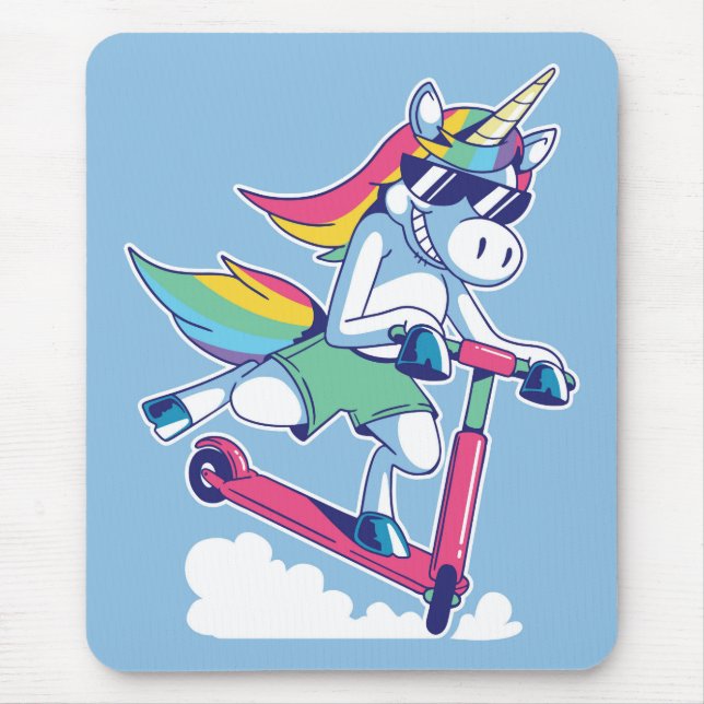 Unicorn på en Scooter Musmatta (Framsidan)