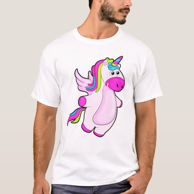 Unicorn på flygande t shirt (Framsida)