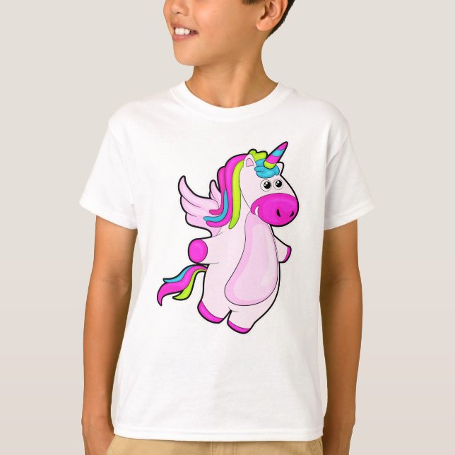 Unicorn på flygande t shirt (Framsida)