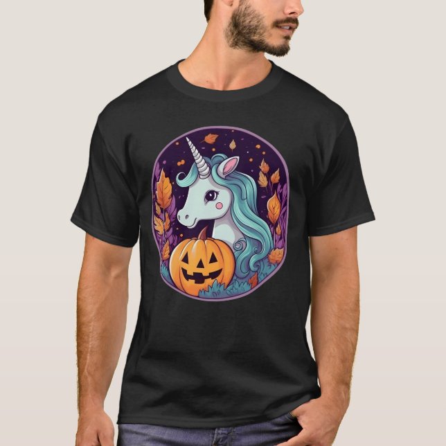 Unicorn på Halloween-tjejen T Shirt (Framsida)