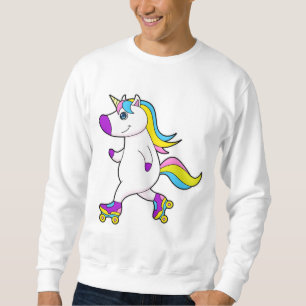 Unicorn på Inline-skridskor med rullskridskor Lång Ärmad Tröja
