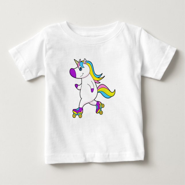 Unicorn på Inline-skridskor med rullskridskor T Shirt (Framsida)