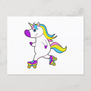 Unicorn på Inline-skridskor med rullskridskor Vykort