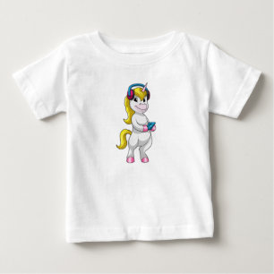 Unicorn på Lyssna på musik med hörlurar T Shirt