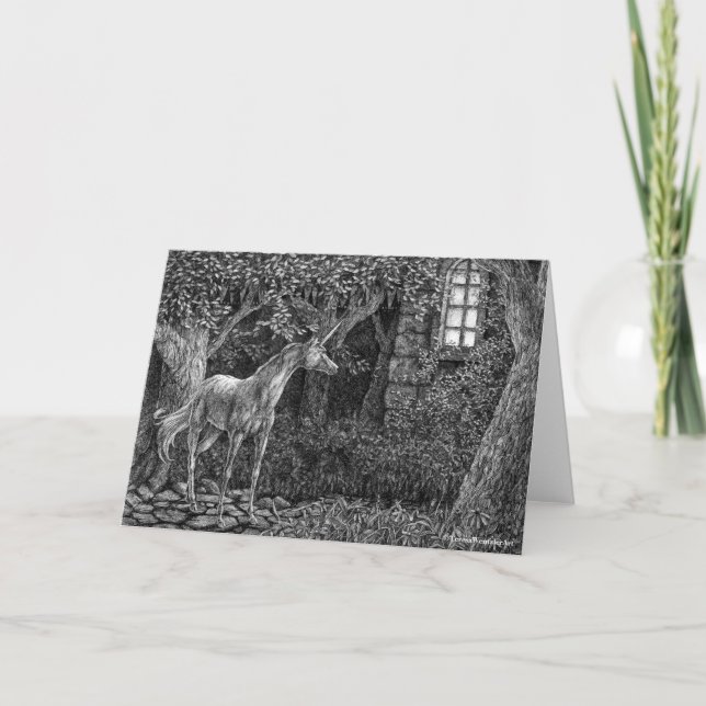 Unicorn på nattpennan Teckning kort (Framsida)