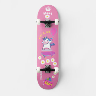Unicorn på skateboard med personlig bildtexter