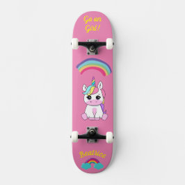 Unicorn på skateboard med personlig bildtexter