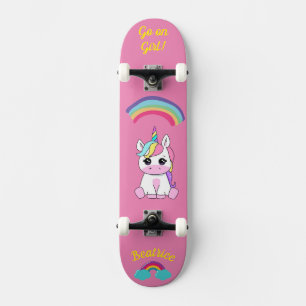 Unicorn på skateboard med personlig bildtexter