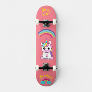 Unicorn på skateboard med personlig bildtexter
