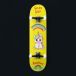 Unicorn på skateboard med personlig bildtexter<br><div class="desc">Unicorn på skateboard med personlig captions Unicorn Personlig Skateboard CLICK on PERSONALIZE MMPLATE OPTION AND Enter the NAMN. du kan också anpassningsbar annan bildtext. Skateboard för coola designad med levande färg och för bakgrunden och en funky som förenar en skateboard. Skateboard ger en underbar gåva till en enhörning av älskare....</div>