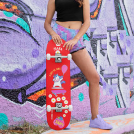 Unicorn på skateboard med personlig bildtexter