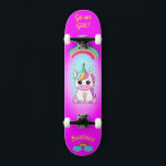 Unicorn på skateboard med personlig bildtexter<br><div class="desc">Unicorn på skateboard med personlig captions Unicorn Personlig Skateboard CLICK on PERSONALIZE MMPLATE OPTION AND Enter the NAMN. du kan också anpassningsbar annan bildtext. Skateboard för coola designad med levande färg och för bakgrunden och en funky som förenar en skateboard. Skateboard ger en underbar gåva till en enhörning av älskare....</div>