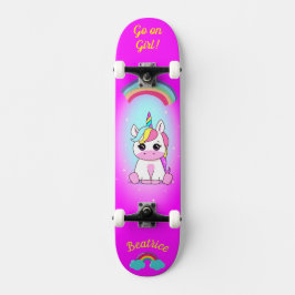 Unicorn på skateboard med personlig bildtexter