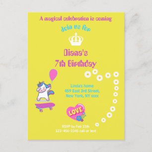 Unicorn på skateboard med personlig bildtexter vykort