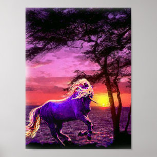 unicorn på solnedgången poster