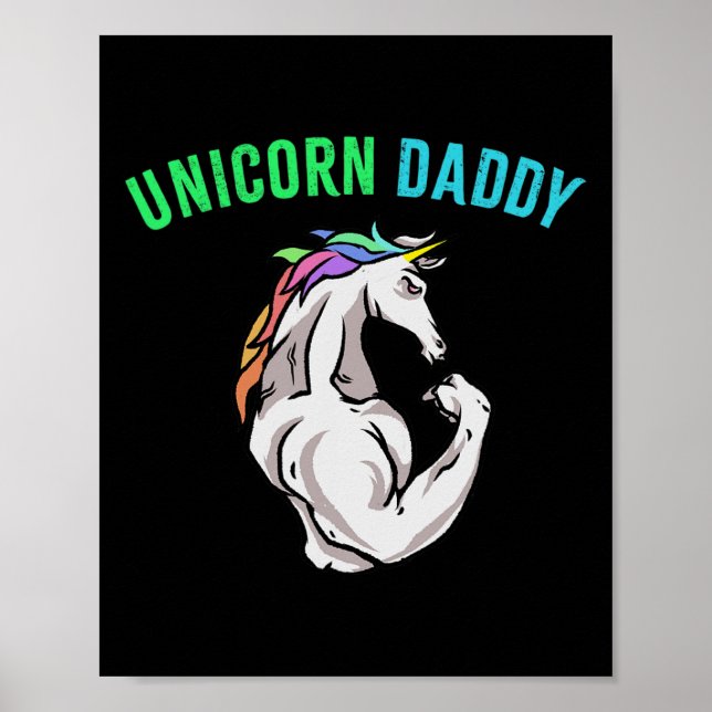 Unicorn Pappa - Funny Magic Fitness BodyBuilder Poster (Framsidan)