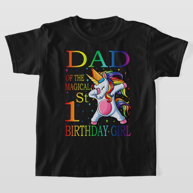 Unicorn Pappa i första födelsetalet T Shirt (Laydown)