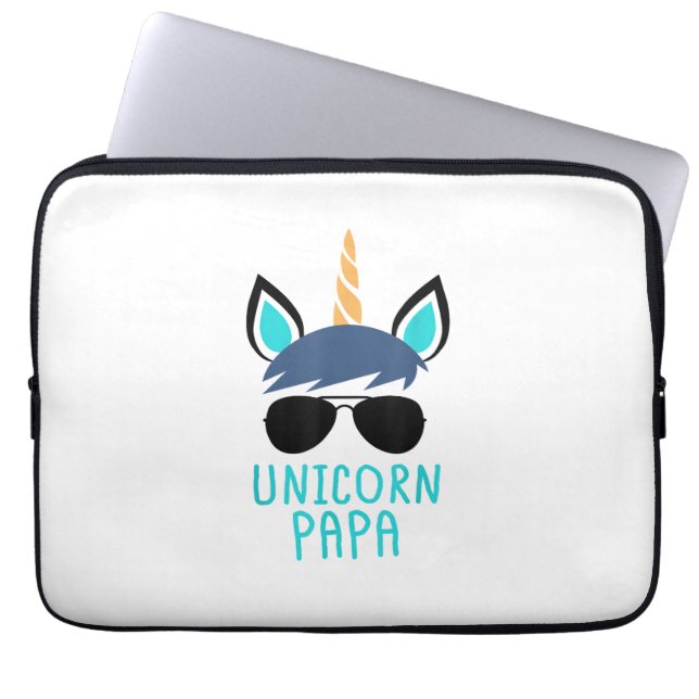Unicorn Pappa T-Shirt Funny Fars dag Gift Laptop Fodral (Framsidan)