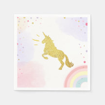 Unicorn Pappersservett Rosa Guld Magic Birthday
