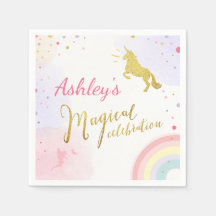 Unicorn Pappersservett Rosa Guld Magic Birthday