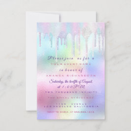 Unicorn Party 1:e Baby Holograph Rosa Lila Inbjudningar