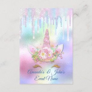 Unicorn Party 1:e Baby Holograph Rosa Pastel Inbjudningar